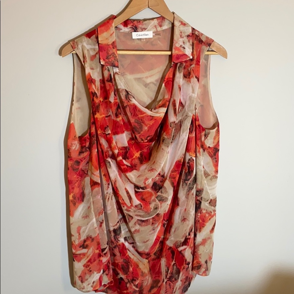 Calvin Klein Abstract Pattern Sleeveless Blouse